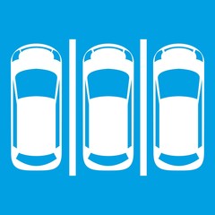 Car parking icon white isolated on blue background vector illustration