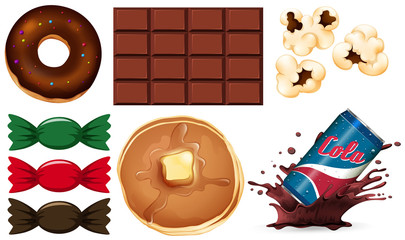 Set of junk food