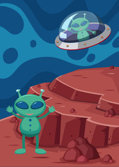 Obraz na płótnie Canvas Alien and UFO in space