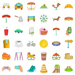 Small city icons set. Cartoon style of 36 small city vector icons for web isolated on white background