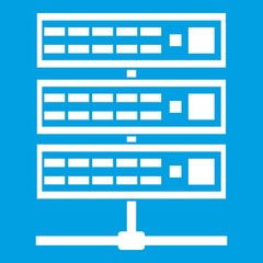 Servers icon white isolated on blue background vector illustration