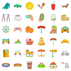 Great city icons set. Cartoon style of 36 great city vector icons for web isolated on white background