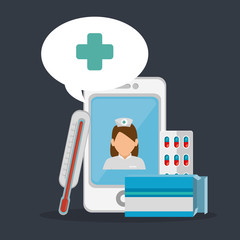 Obraz premium tele medicine online with smartphone