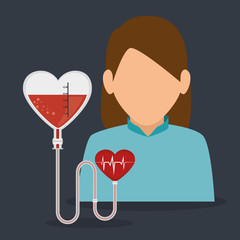 woman patient with cardiology icon
