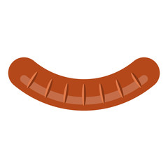 Fried sausage. Roasted sausage. Grilled sausage. Vector illustration isolated on white background.