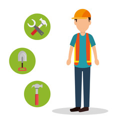 Obraz premium construction worker with under construction icons