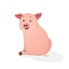 Cute pig sit cartoon symbol of the year 2019