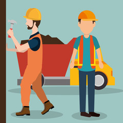 construction workers with under construction icons