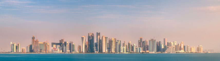 Obraz premium Skyline of West Bay and stony bank Doha, Qatar
