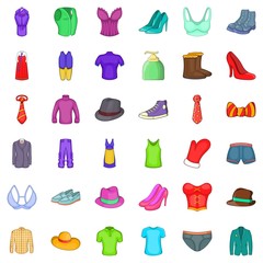 Stylish clothes icons set. Cartoon style of 36 stylish clothes vector icons for web isolated on white background