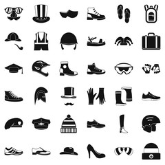 Fashion clothes icons set. Simple style of 36 fashion clothes vector icons for web isolated on white background