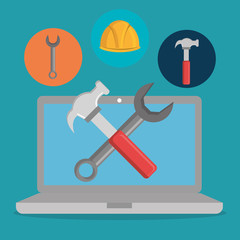 webpage under construction with laptop