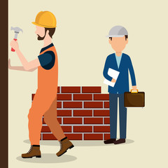 construction workers with under construction icons