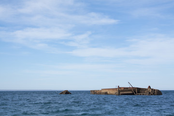 Ship wreck by the city