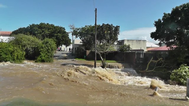 Severe flooding in South Africa in the town of Bushmans River in the Eastern Cape, South Africa.