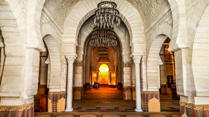 Interior of the Grand Mosque of Sousse. UNESCO World Heritage Site. Sousse, Tunisia