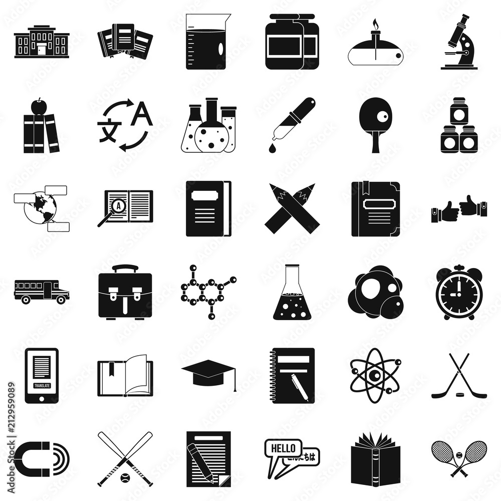 Aufkleber college icons set. simple style of 36 college vector icons for web isolated on white background