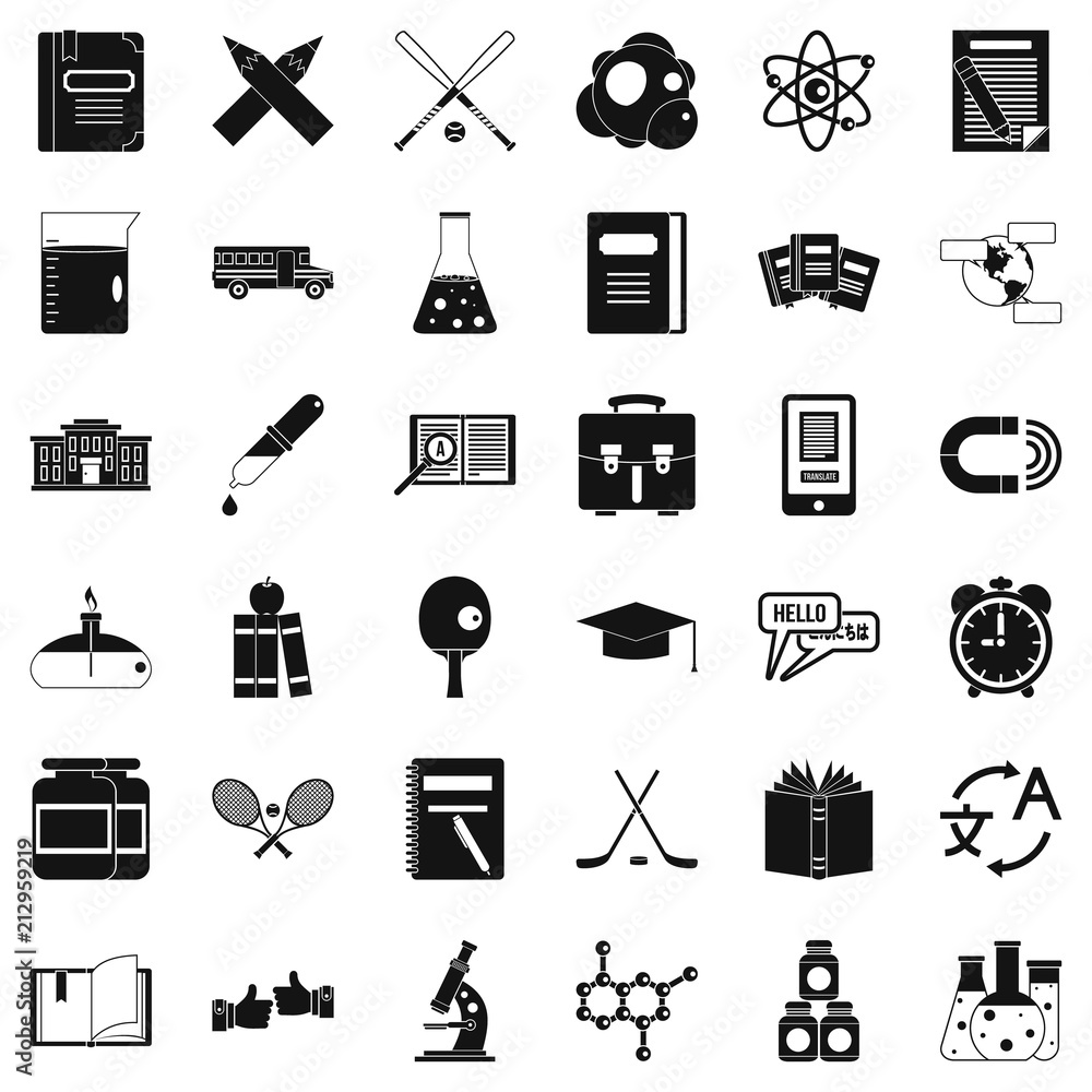 Poster university icons set. simple style of 36 university vector icons for web isolated on white backgroun