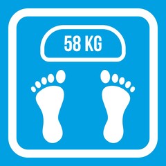 Obraz premium Weight scale icon white isolated on blue background vector illustration