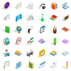 School education icons set. Isometric style of 36 school education vector icons for web isolated on white background