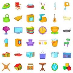 Home icons set. Cartoon style of 36 home vector icons for web isolated on white background