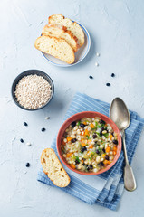 Barley white and balck beans vegetable soup