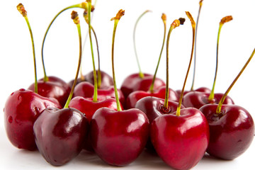 Berries ripe cherry on a white isolated background. Studio