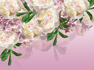 Beautiful floral background of hydrangeas and peony 