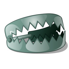 A steel trap isolated on white background. Vector cartoon close-up illustration.