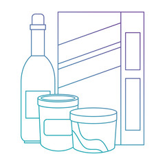 wine bottle and ingredients culinary vector illustration design