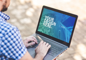 Man Using Laptop Mockup