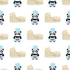 Seamless baby pattern with cute panda. Best Choice for cards, invitations, printing, party packs, blog backgrounds, paper craft, party invitations, digital scrapbooking.
