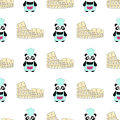 Seamless baby pattern with cute panda. Best Choice for cards, invitations, printing, party packs, blog backgrounds, paper craft, party invitations, digital scrapbooking.