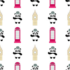 Seamless baby pattern with cute panda. Best Choice for cards, invitations, printing, party packs, blog backgrounds, paper craft, party invitations, digital scrapbooking.