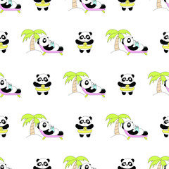 Seamless baby pattern with cute panda. Best Choice for cards, invitations, printing, party packs, blog backgrounds, paper craft, party invitations, digital scrapbooking.