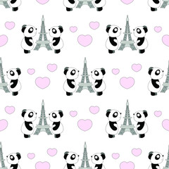 Seamless baby pattern with cute panda. Best Choice for cards, invitations, printing, party packs, blog backgrounds, paper craft, party invitations, digital scrapbooking.