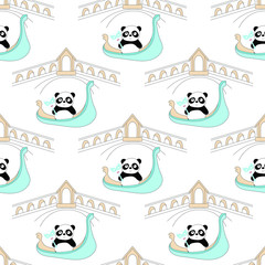 Seamless baby pattern with cute panda. Best Choice for cards, invitations, printing, party packs, blog backgrounds, paper craft, party invitations, digital scrapbooking.