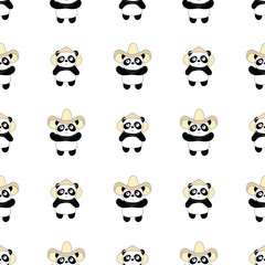 Seamless baby pattern with cute panda. Best Choice for cards, invitations, printing, party packs, blog backgrounds, paper craft, party invitations, digital scrapbooking.