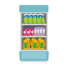 supermarket shelving with housekeeping products vector illustration design