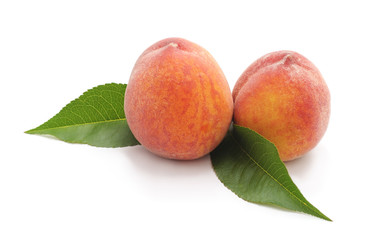 Two ripe peaches.