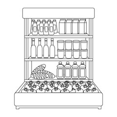 supermarket shelving with products vector illustration design