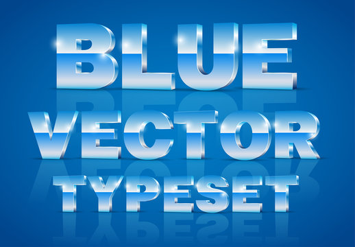 Blue Metallic 3D Typeset