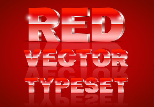 Red Metallic 3D Typeset