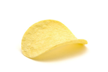 Potato chips isolated white background.