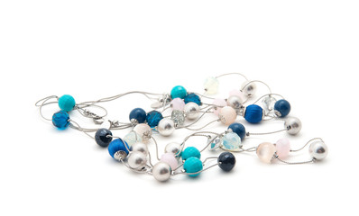 blue necklace isolated on white