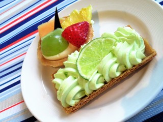 Fancy key lime pie desert a small fruit tart