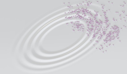 Abstract 3d wave background with beads on white porcelain