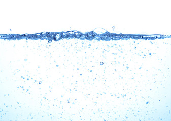Close up water splash over white