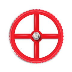 Red valve with bolt. Vector illustration 