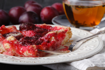 Delicious plum cake with organic plum